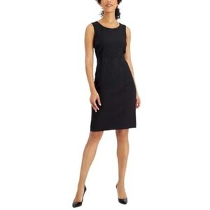 KASPER Elegant Evening Ladies Sleeveless Satin Sheath Dress Black Size 8